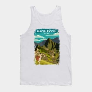 Machu Picchu Peru Vintage Minimal Retro Incan Travel Poster Tank Top